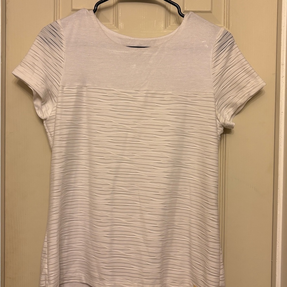 Calvin Klein White Textured Short Sleeve Top Size Small